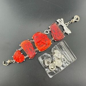 Vintage Chico's Faux fire Opal Statement Bracelet 7"